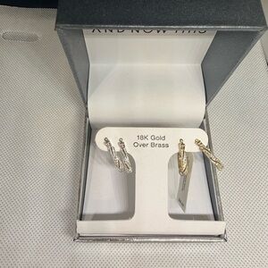 18K Gold Over Brass Two-Tone Hoop Earrings